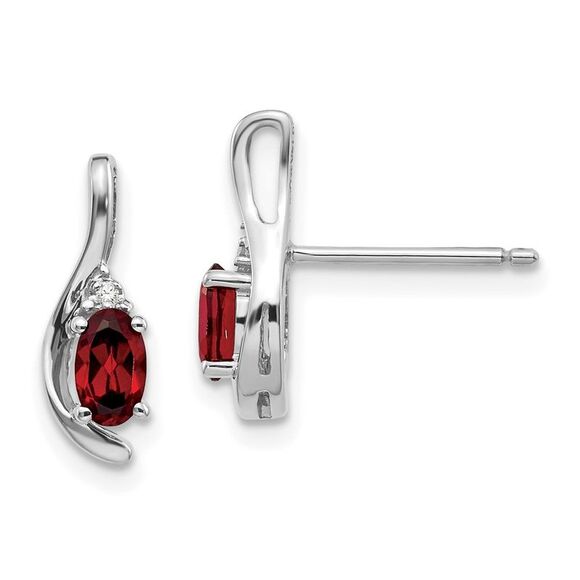 Kazi Luxury 14k White Gold Garnet and Diamond Post Earrings,New Products : American Fashion Style Bags On Sale